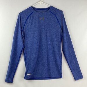 Under armour heat gear long sleeved heather blue compression top